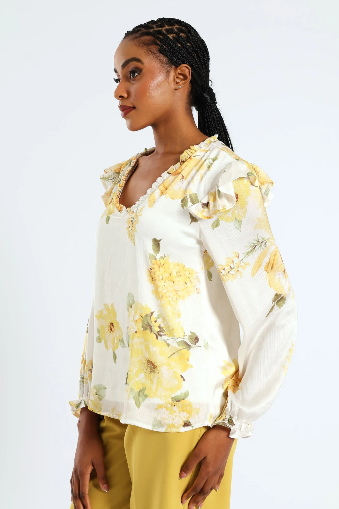 V-Neck Ruffle Blouse - Cream sold by Edgars product image thumbnail 3