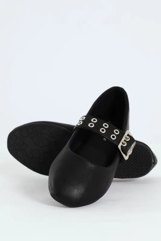 Girls Eyelet Maryjane Pump - Black sold by Edgars