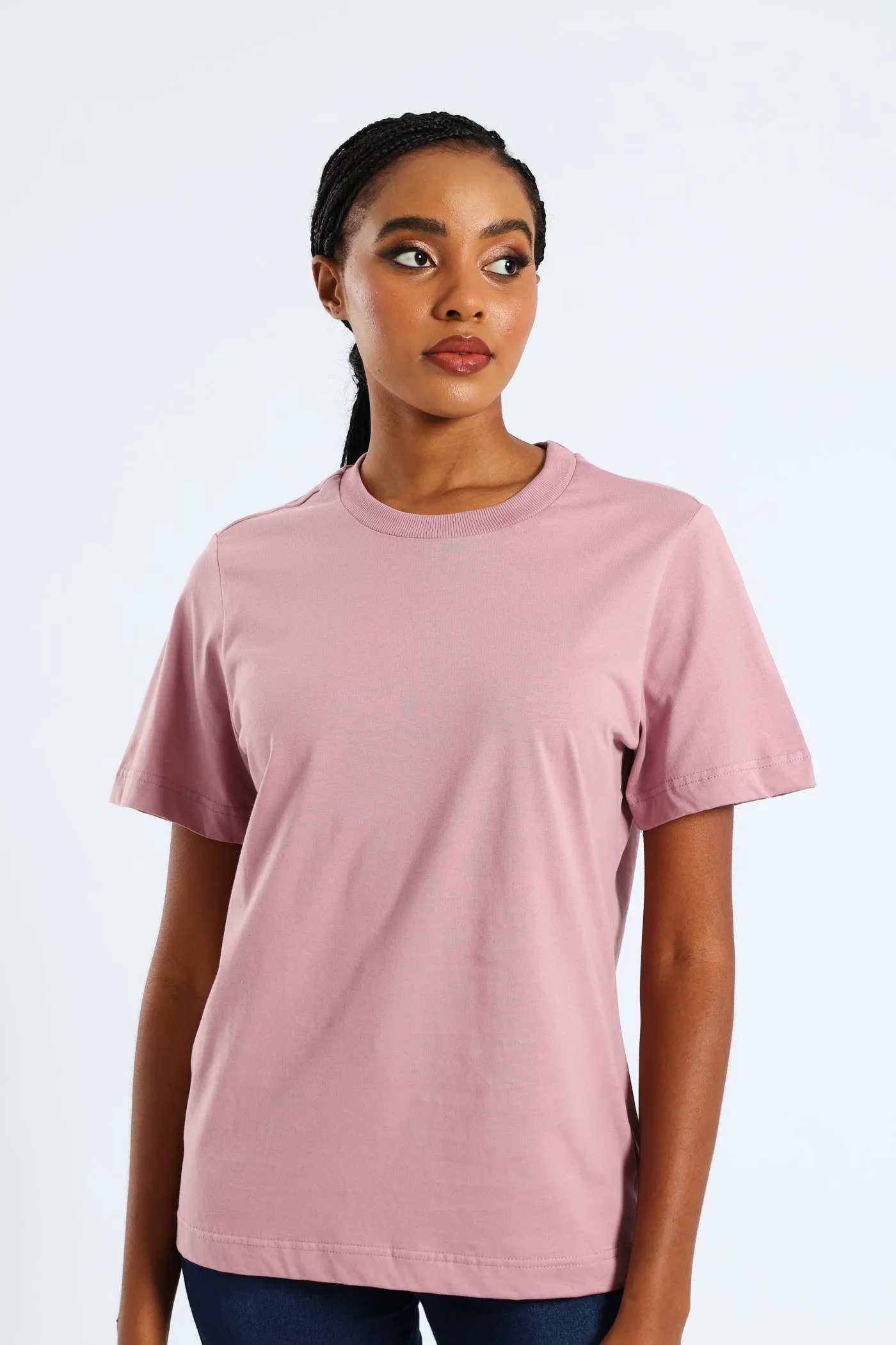 Short Sleeve Cotton Boxy Tee - Mauve sold by Edgars