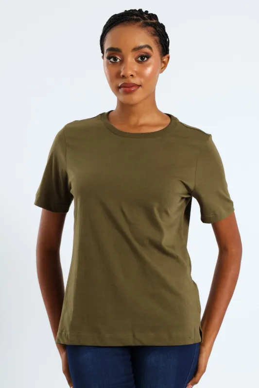 Short Sleeve Cotton Boxy Tee - Fatigue sold by Edgars