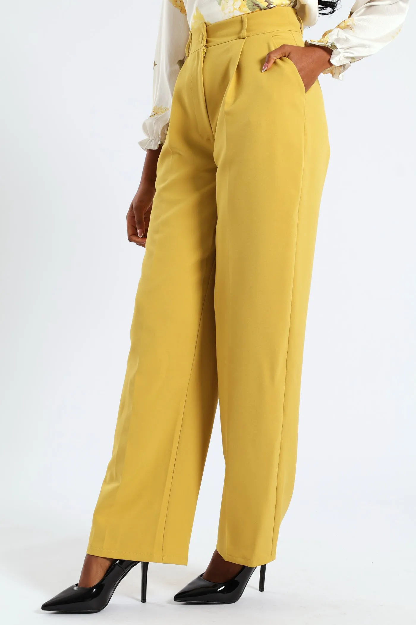 Covered Button Wide Leg Pants - Mustard sold by Edgars product image thumbnail 4