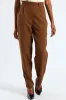 Concealed Button Barrel Leg Pants - Brown sold by Edgars 