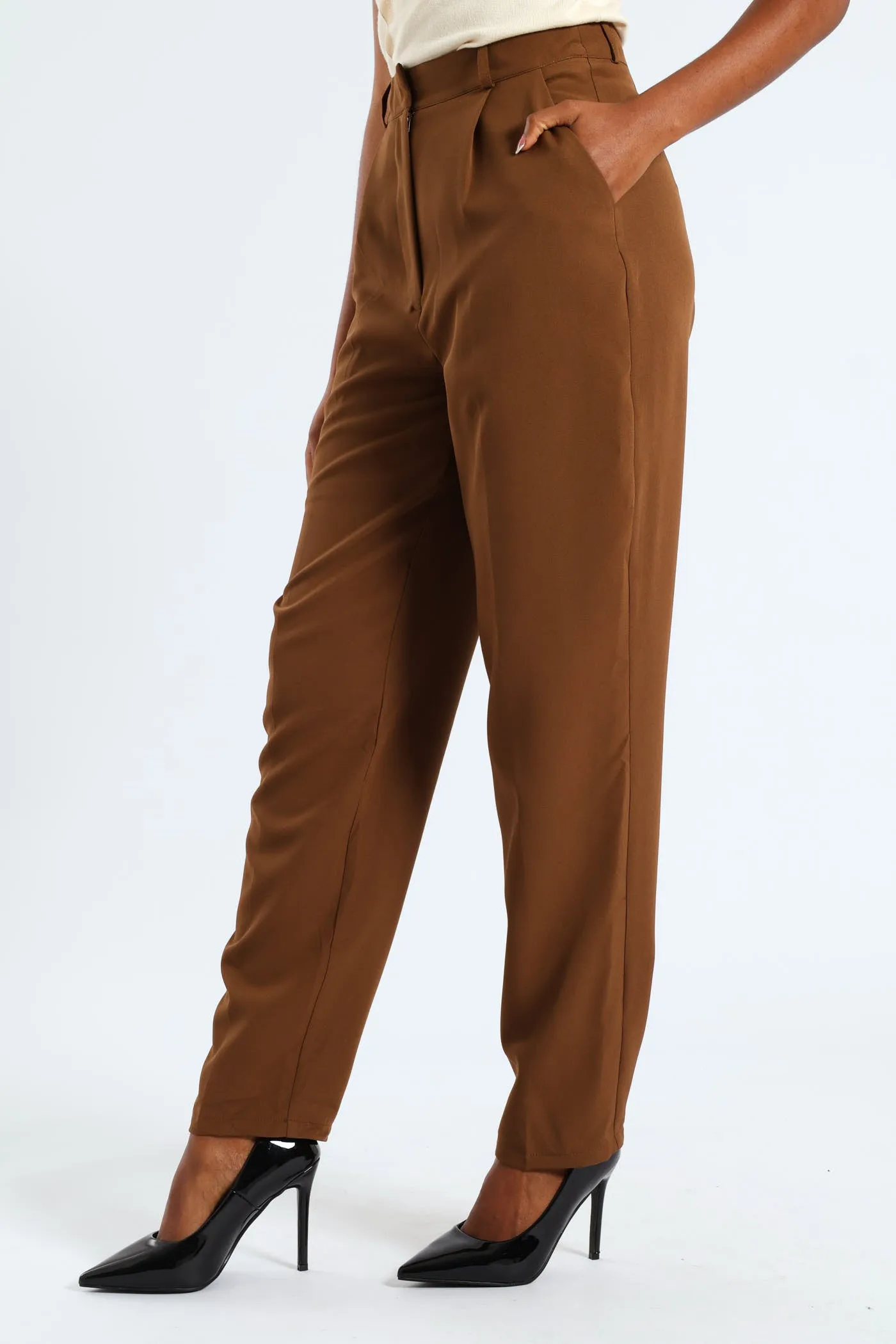 Concealed Button Barrel Leg Pants - Brown sold by Edgars product image thumbnail 4