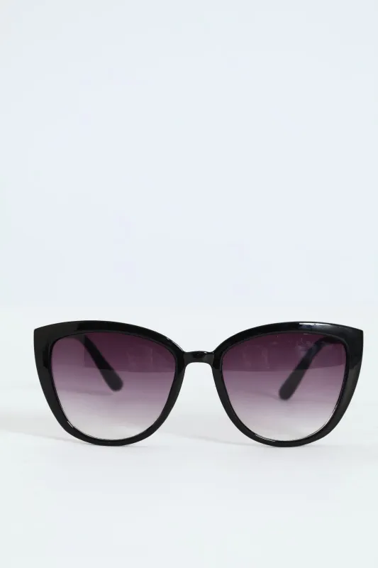 Smoke Gradient Cateye Gold Temple Sunglasses - Black made by Edgars
