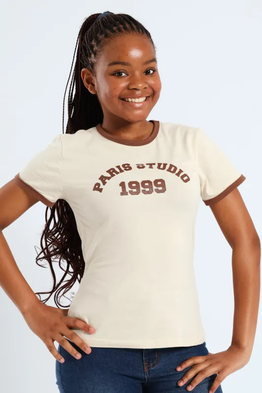 Girls Paris Studio Tee - Stone sold by Edgars