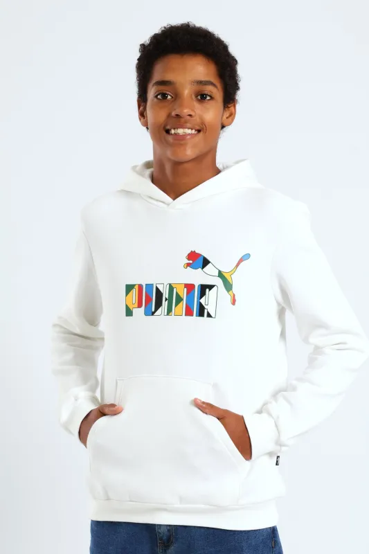 Boys SA Unite Fleece Hoodie  - White sold by Edgars 