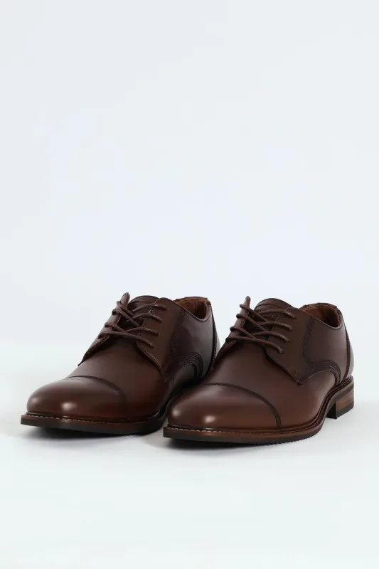 Leather Stitched Toe Cap Derby Shoe - Chocolate sold by Edgars