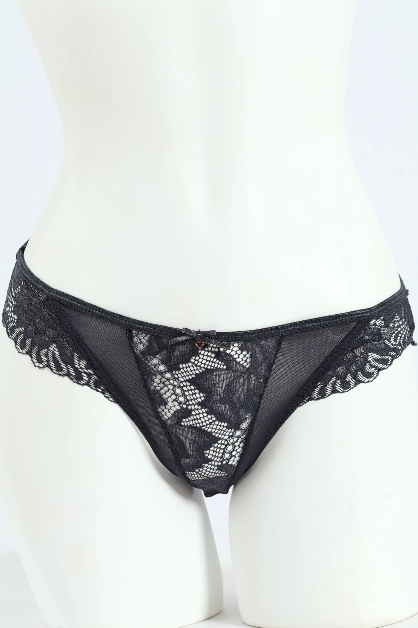 2 Pack Lace & Mesh Brazilian Panties - Teal/Slate sold by Edgars