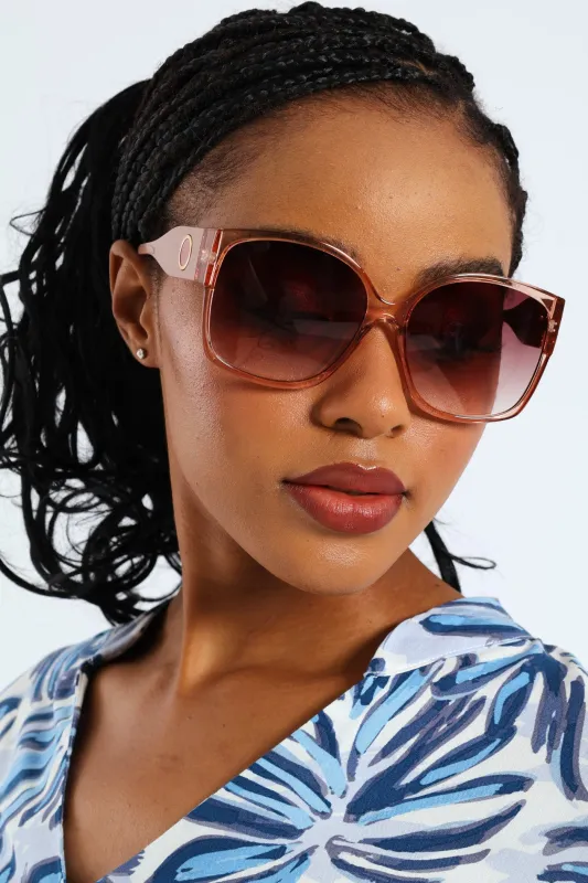 Rounded Cateye Rose Gradient Sunglasses - Light Pink made by Edgars