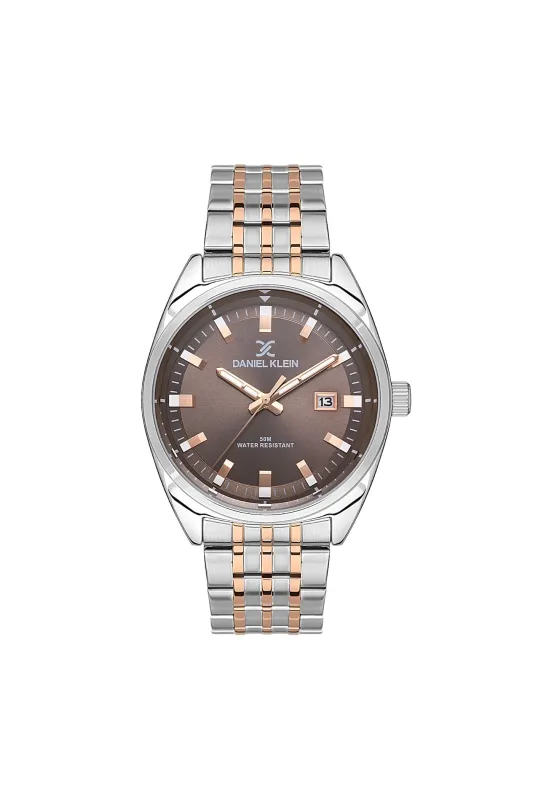 Silver Case & Brown Dial Watch With Two Tone Rose Strap - Silver sold by Edgars