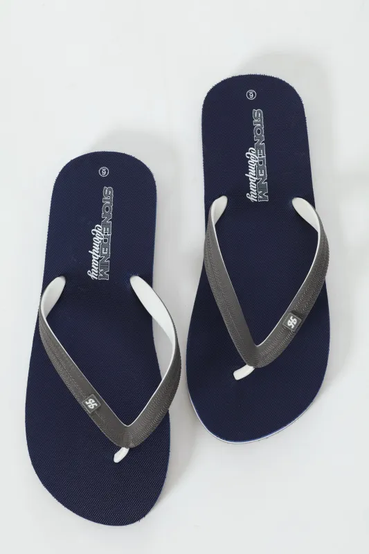 Basic Rubber Flip Flop - Navy/Grey sold by Edgars