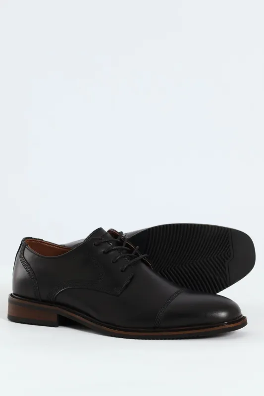 Leather Stitched Toe Cap Derby Shoe - Black sold by Edgars 