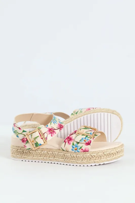 Floral Espadrille Platform Sandal - Multi sold by Edgars