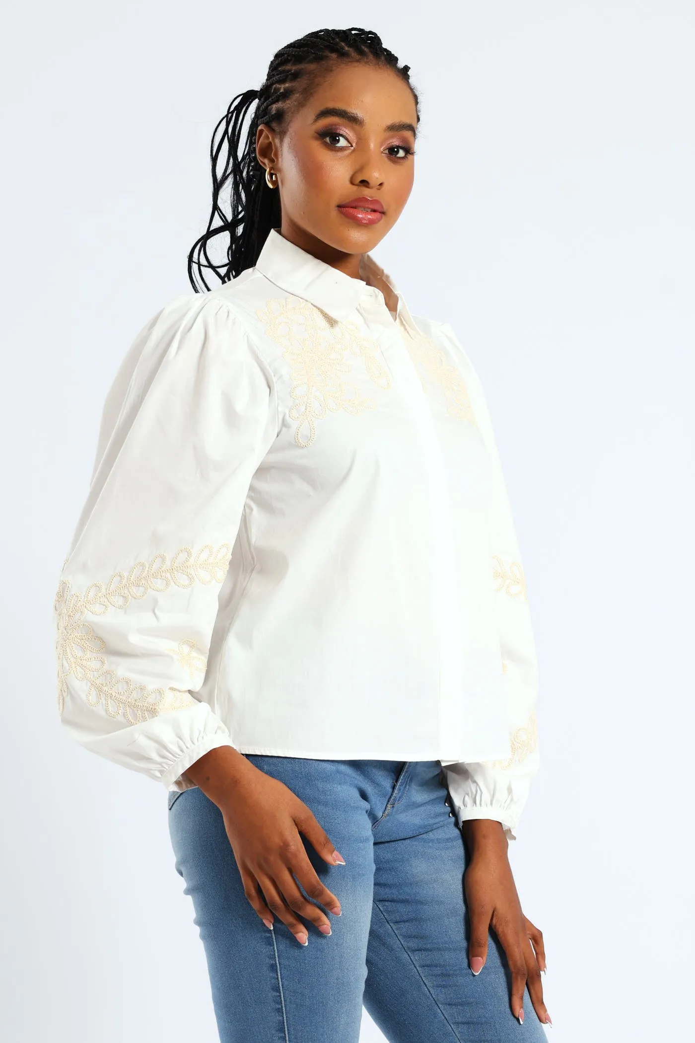 Puff Sleeve Cornelli Regular Shirt - White sold by Edgars product image thumbnail 5