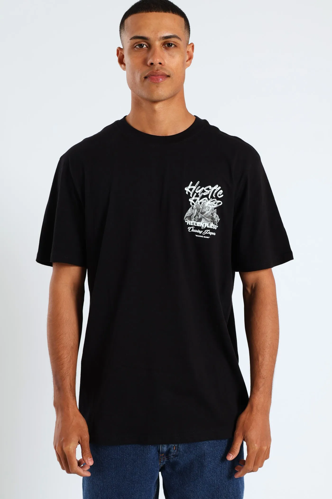 Hustle Front & Back Tee - Black sold by Edgars