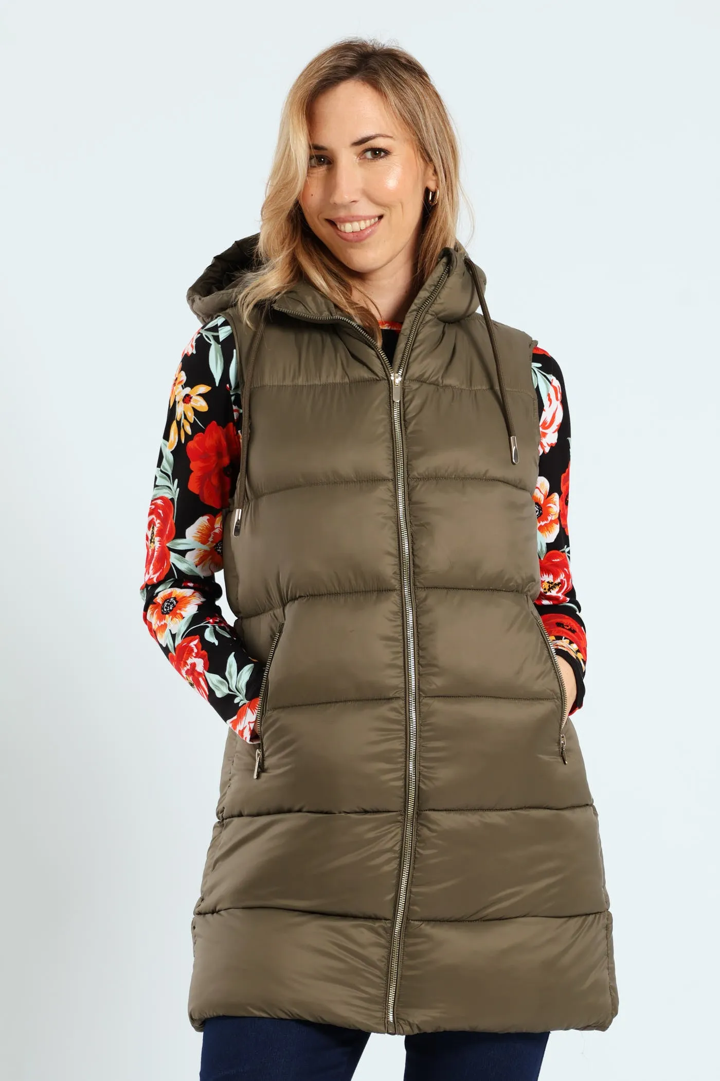 Sleeveless Zip Detail Puffer Gilet - Dark Sage sold by Edgars product image thumbnail 2