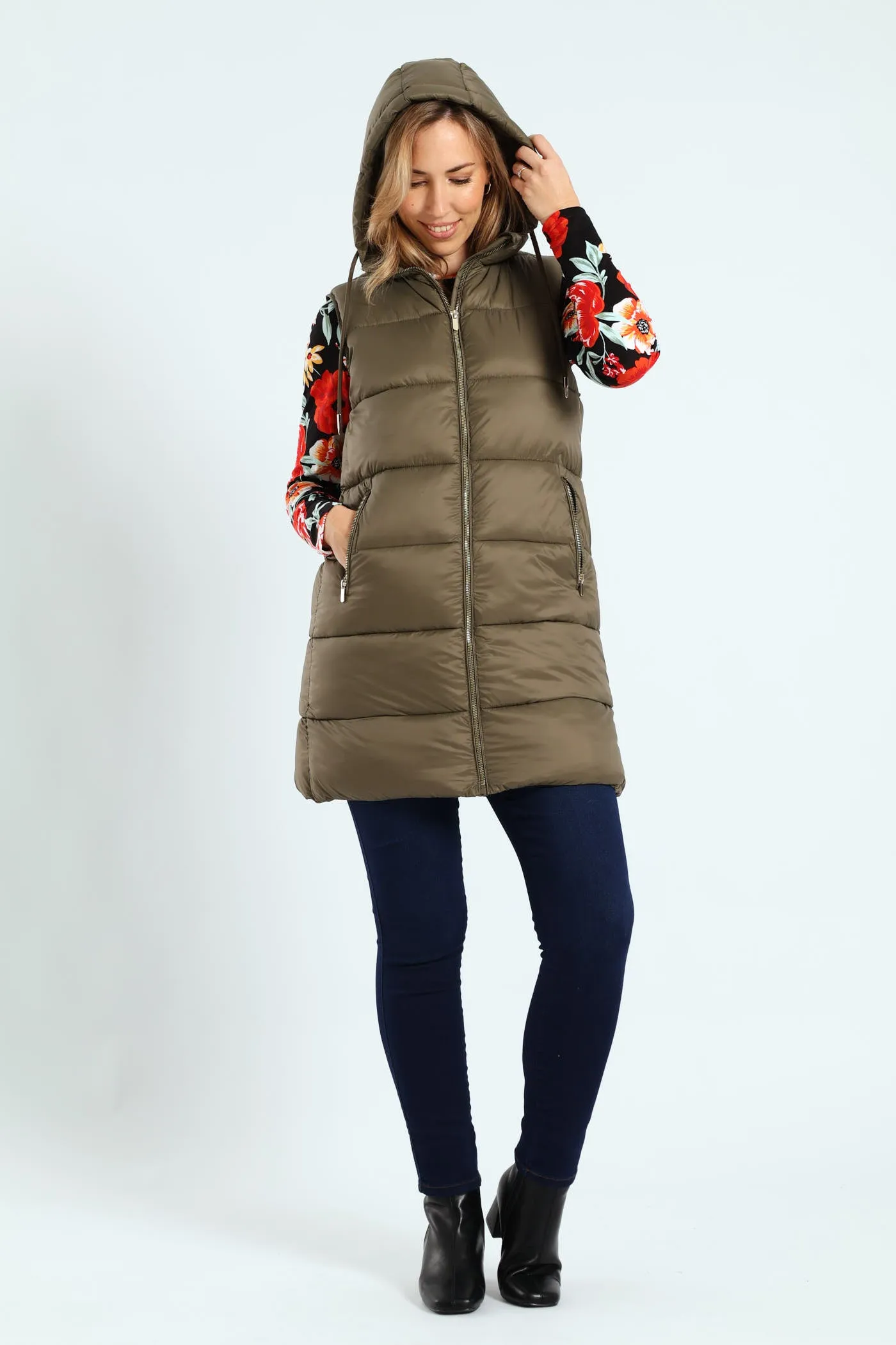 Sleeveless Zip Detail Puffer Gilet - Dark Sage sold by Edgars product image thumbnail 5