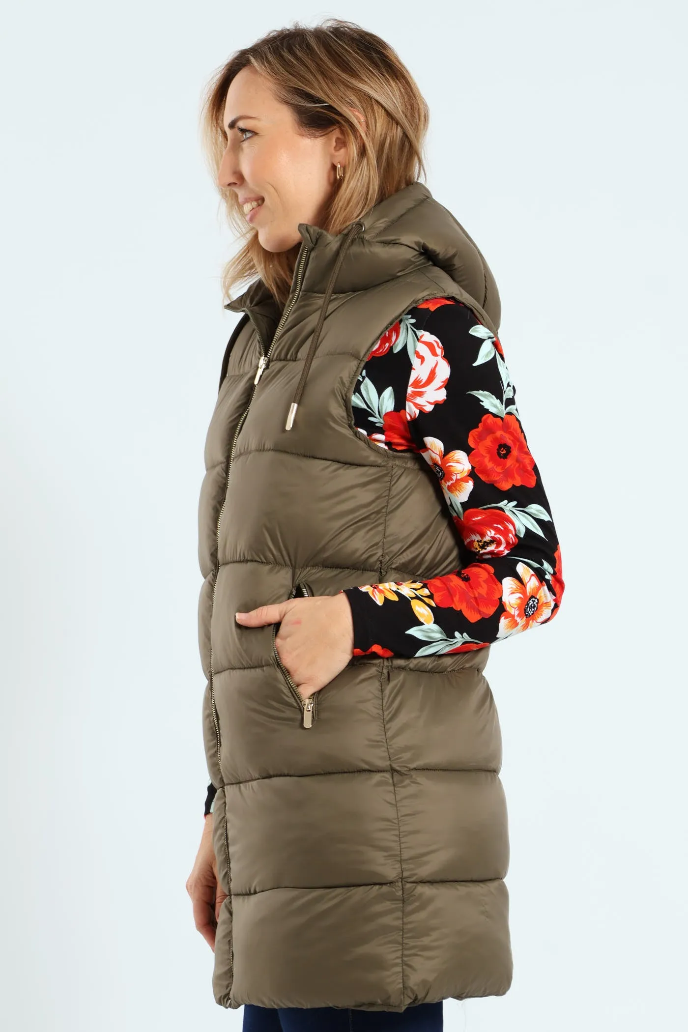 Sleeveless Zip Detail Puffer Gilet - Dark Sage sold by Edgars product image thumbnail 3