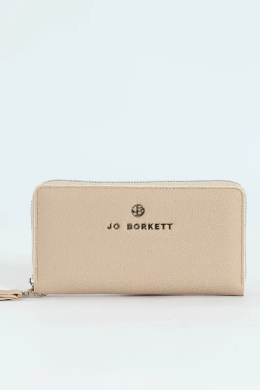 Nikki Pebble Zip Around Purse With Handstrap - Beige sold by Edgars