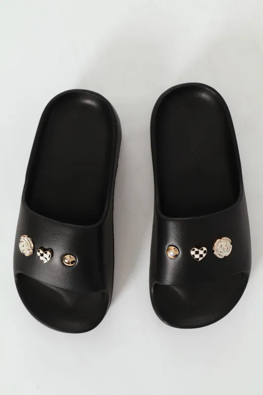 Girls Moulded Slide - Black made by Edgars