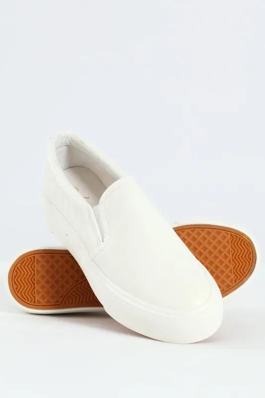 Platform Slip On Street Sneaker - White sold by Edgars