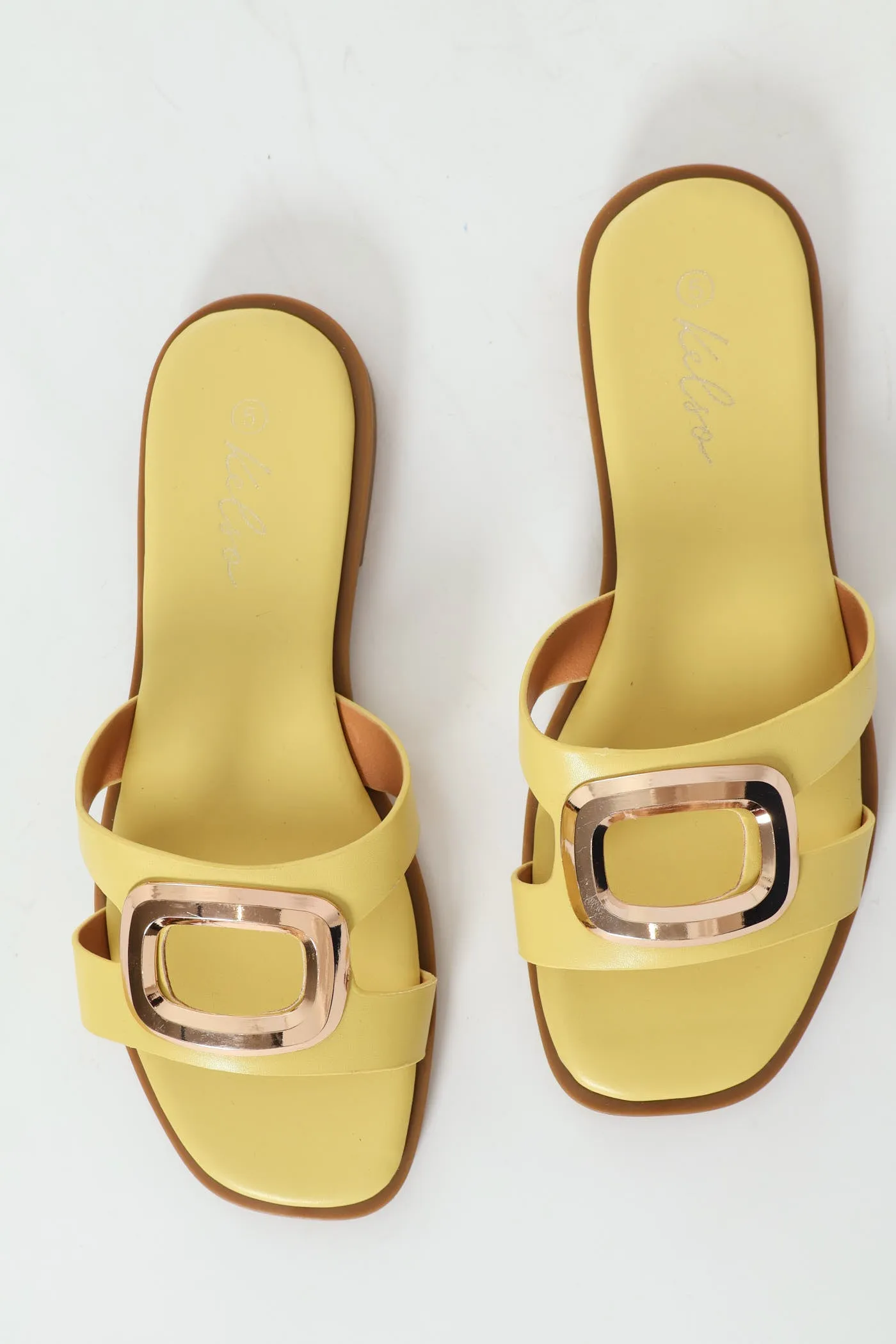 Large Oval Trim Single Band Mule Sandal - Lemon sold by Edgars