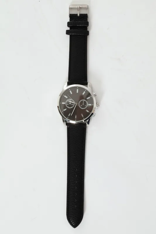 PU Grain Analogue Watch - Black sold by Edgars