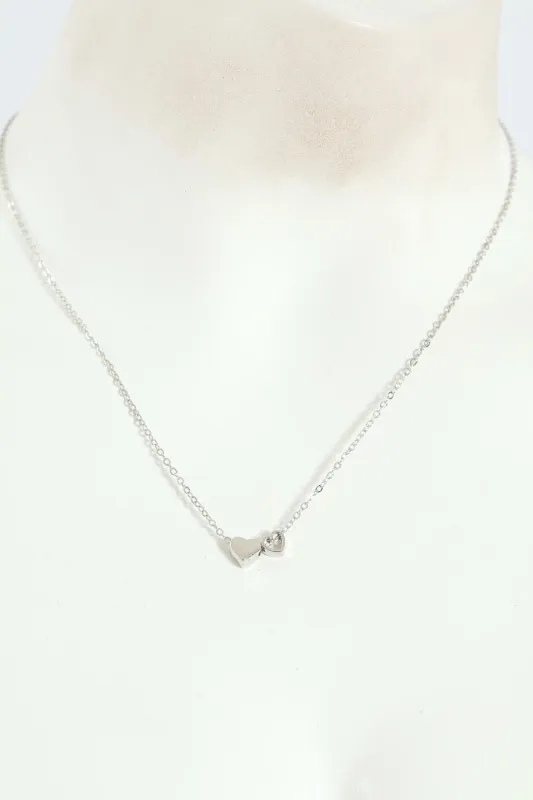 Double Heart Pendant Necklace - Silver sold by Edgars