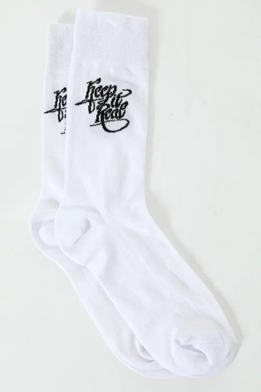 Keep It Real Happy Socks - Black/White sold by Edgars