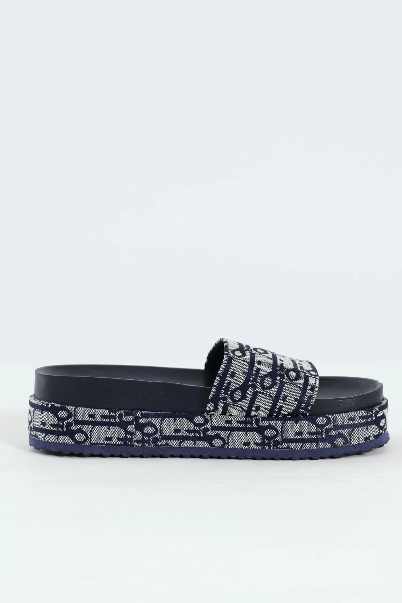 Monogram Printed Canvas Flatform Slide Sandal - Navy sold by Edgars product image thumbnail 3