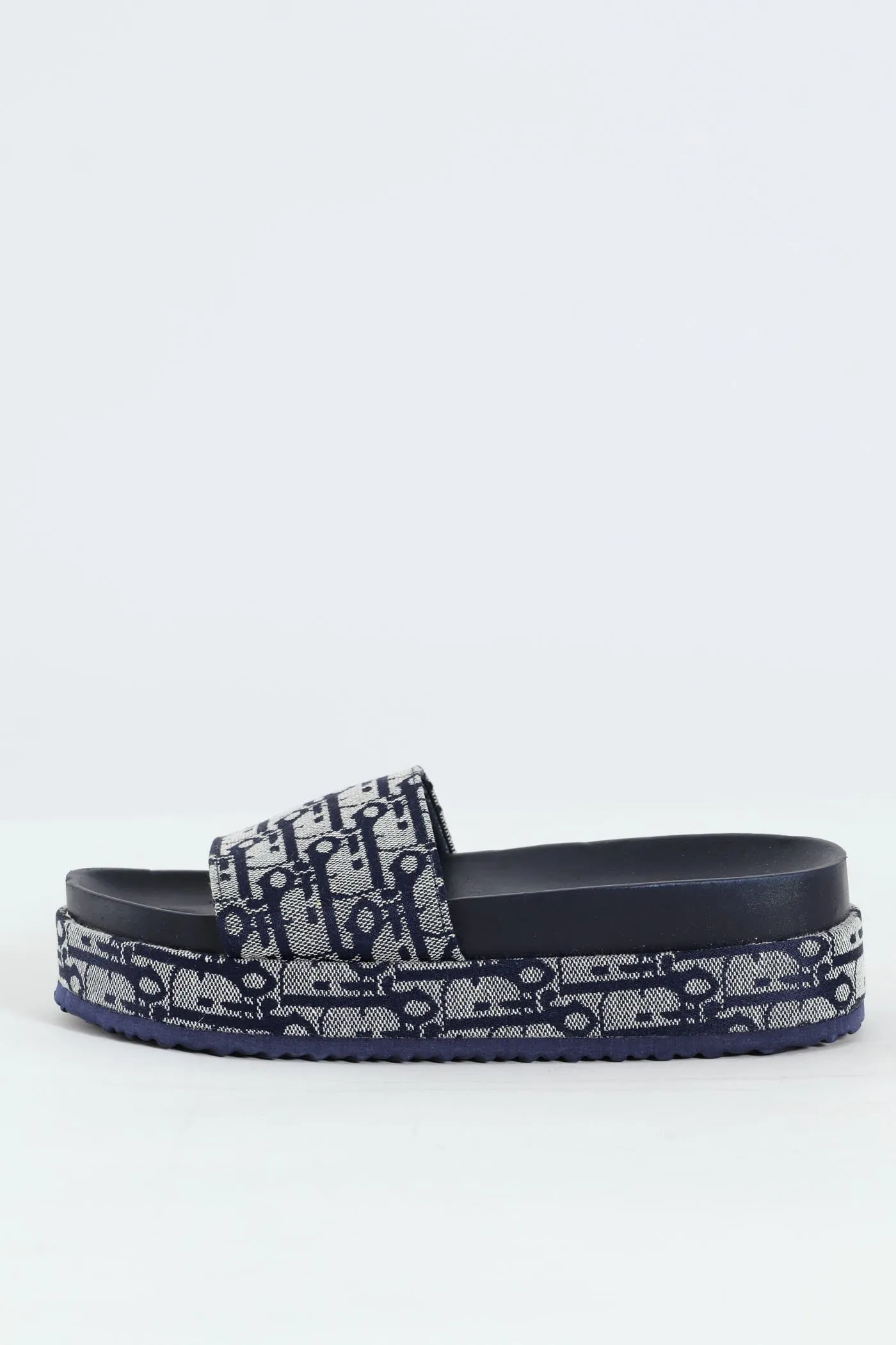 Monogram Printed Canvas Flatform Slide Sandal - Navy sold by Edgars product image thumbnail 4