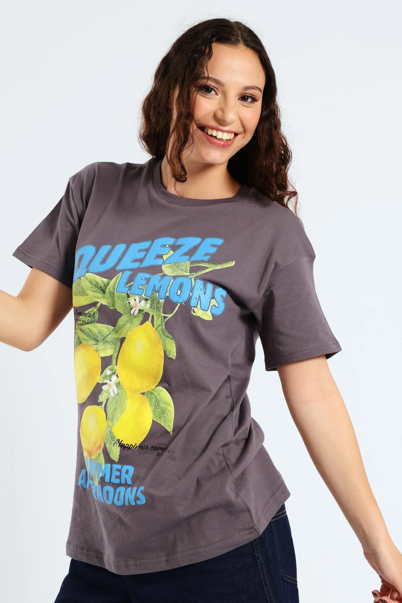 Lemon Oversized Printed Tee - Grey sold by Edgars product image thumbnail 4