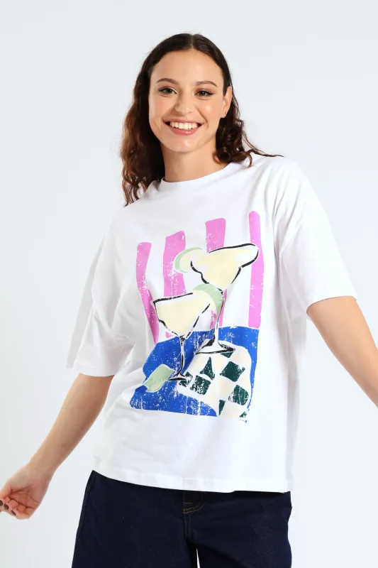 Oversized Margarita Tee - White sold by Edgars