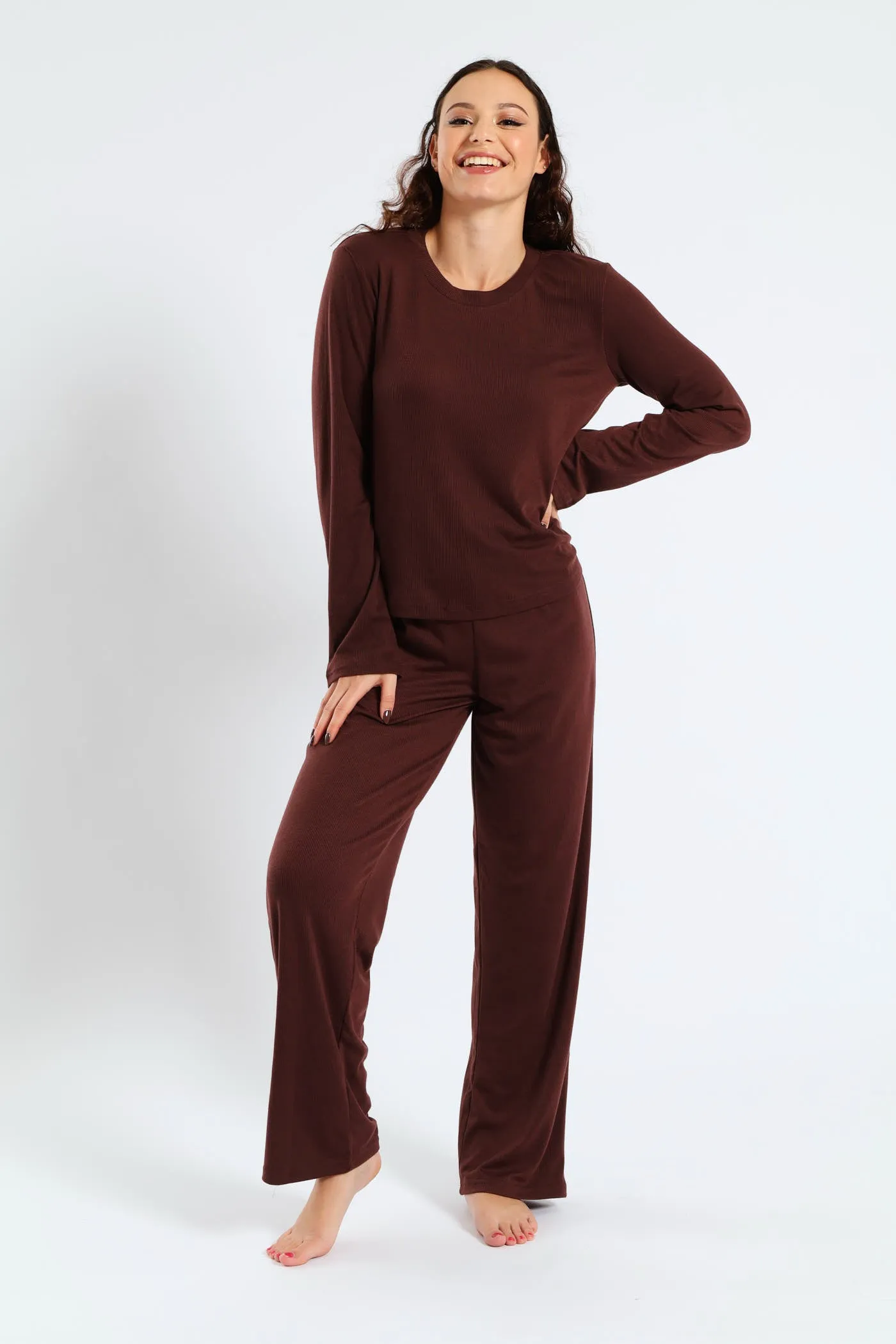 Straight Leg Rib Knit Pant - Brown sold by Edgars product image thumbnail 2