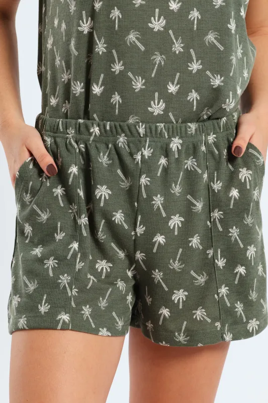 Rib Knit Palm Short - Fatigue sold by Edgars