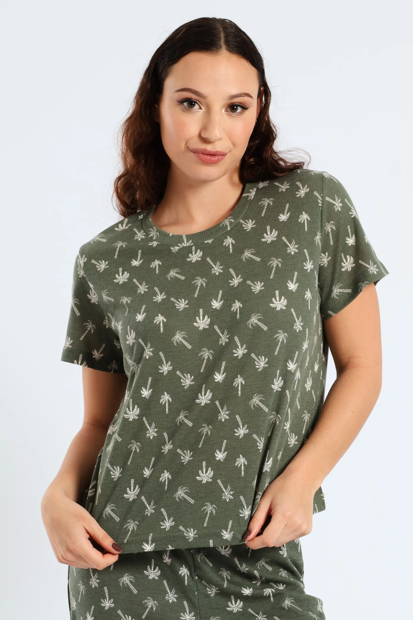 Rib Knit Palm Tee - Fatigue sold by Edgars