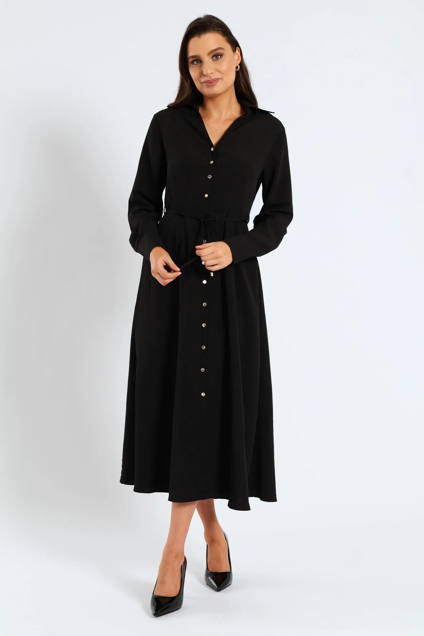Darted Waisted Midi Shirt Dress - Black sold by Edgars product image thumbnail 5
