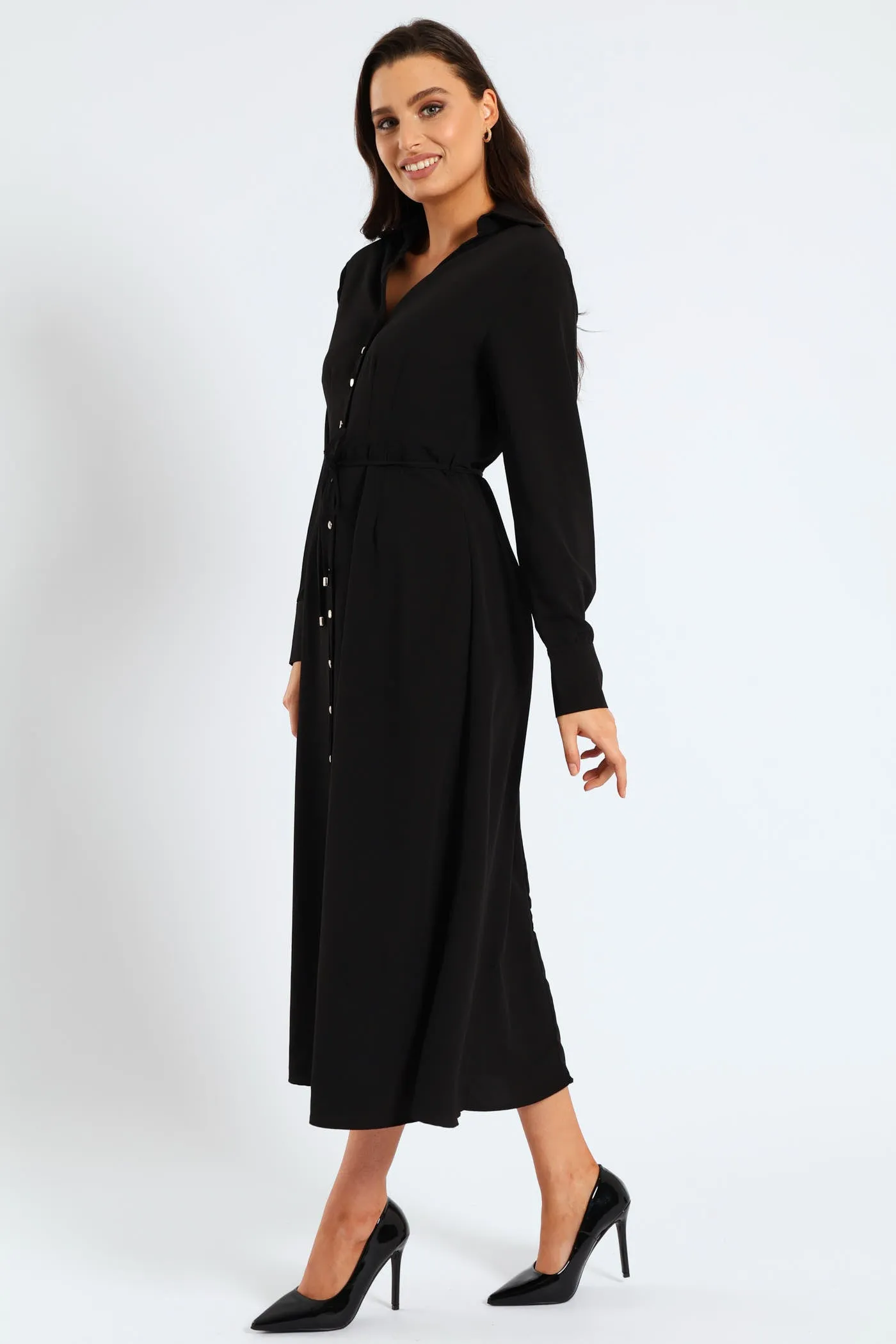 Darted Waisted Midi Shirt Dress - Black sold by Edgars product image thumbnail 4