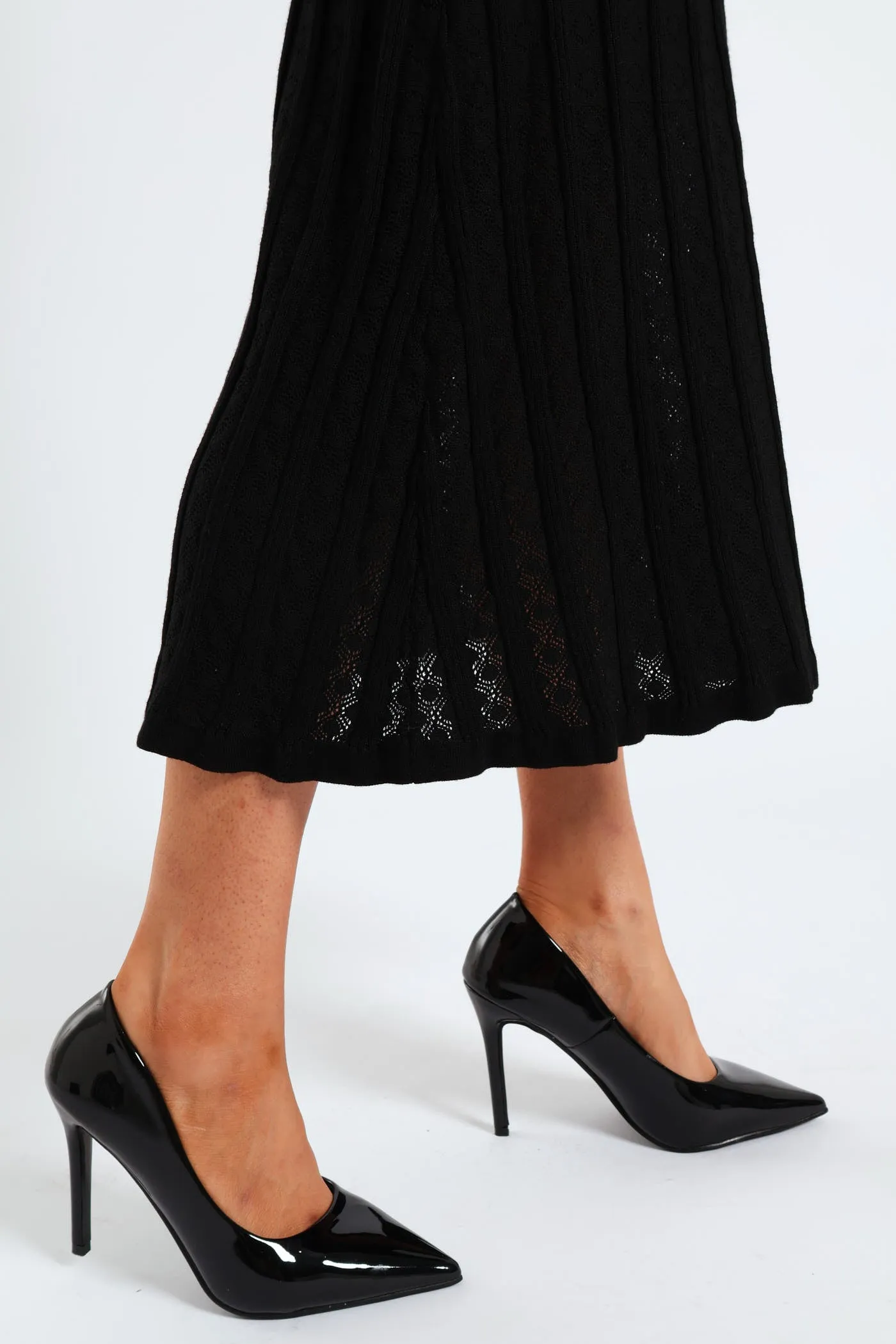 Pointelle Flared Knitwear Maxi Dress - Black sold by Edgars product image thumbnail 3