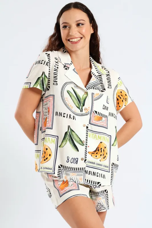 Bananas Button Through & Woven Short Set - Multi sold by Edgars