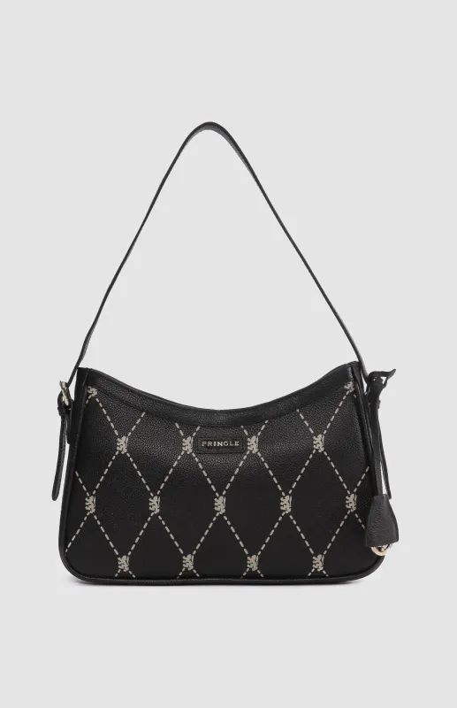 Argyle Print Small Shoulder Bag - Black made by Pringle