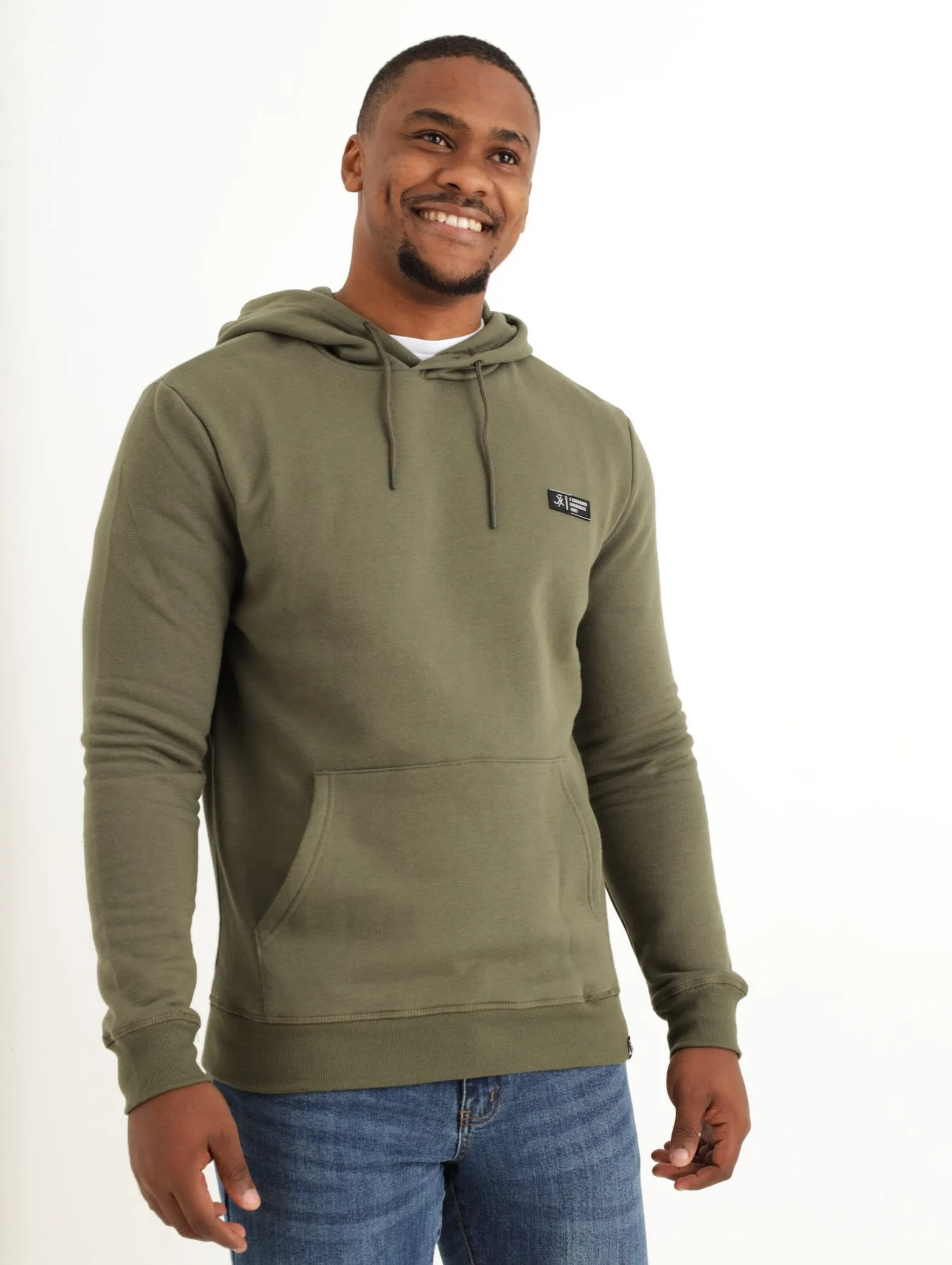Men's Plain Hooded Fleece Tracktop - Fatigue sold by Edgars