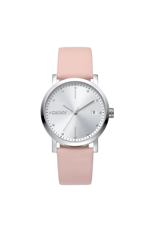 Urban Stainless Steel Case & Silver Date Dial Watch With Pink Leather Strap - Pink sold by Edgars 