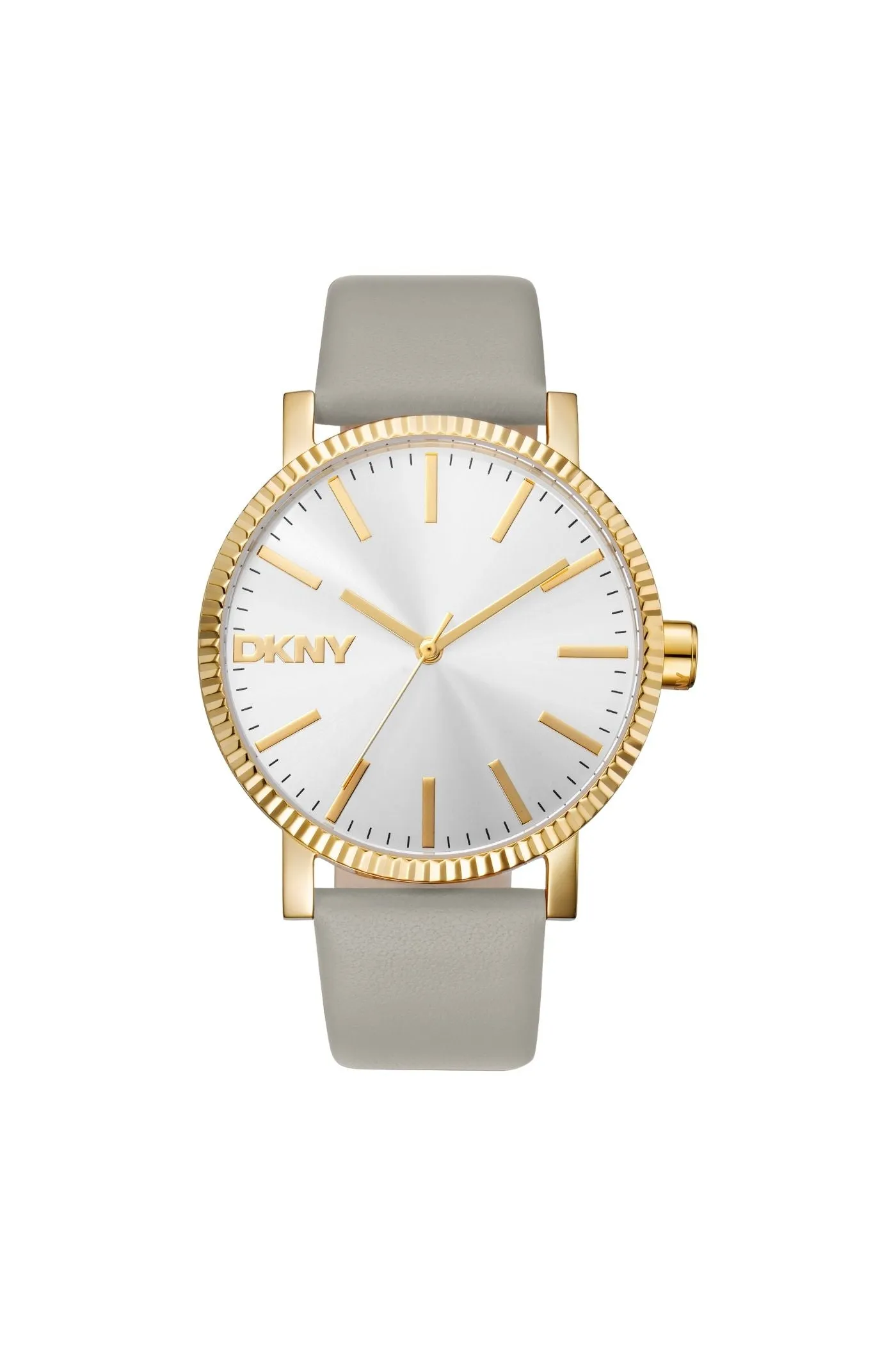 Urban Gold Case & Silver Dial Watch With Grey Leather Strap - Grey sold by Edgars
