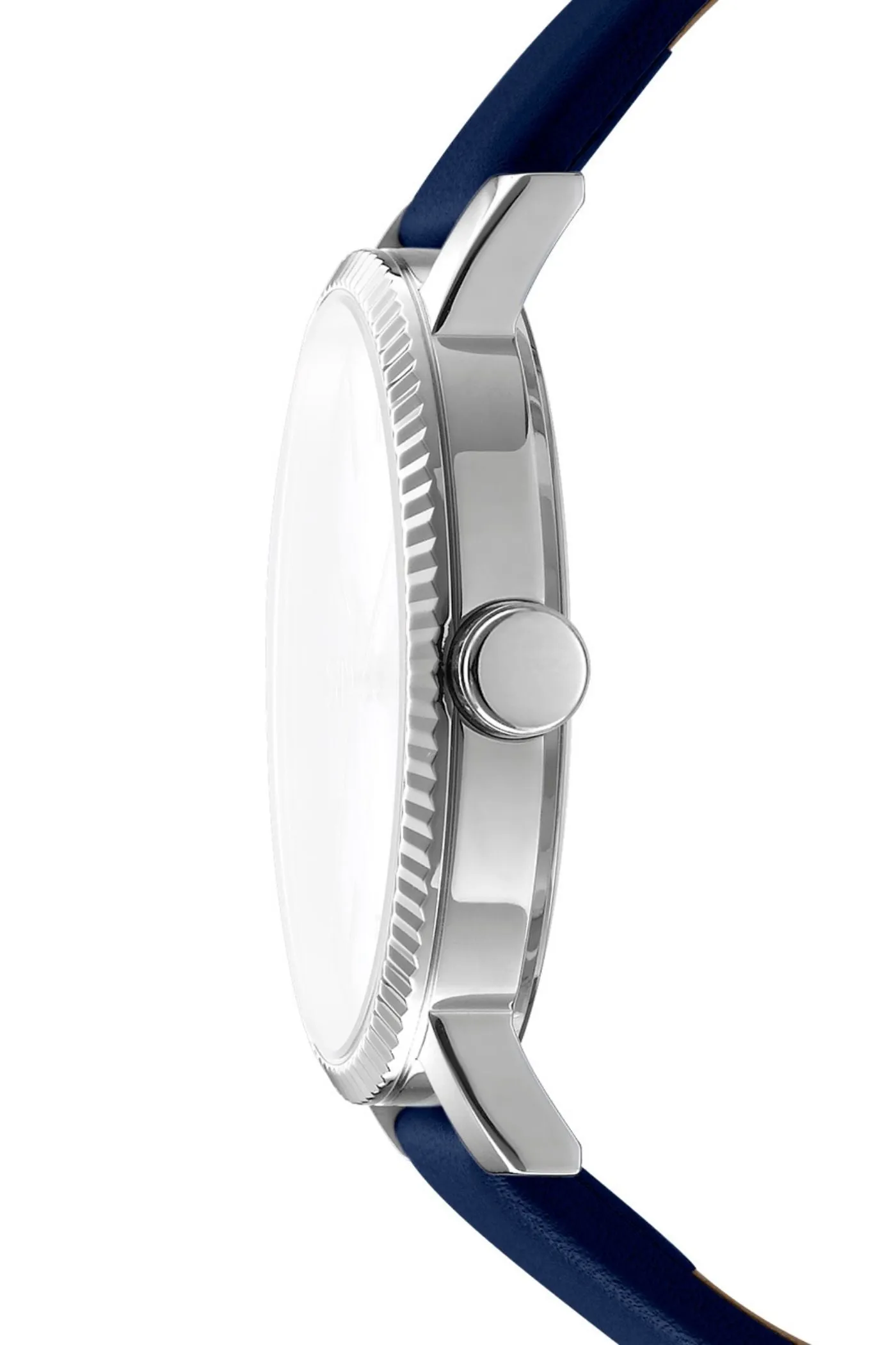 Urban Stainless Steel Case & Silver Dial Watch With Navy Leather Strap - Navy sold by Edgars product image thumbnail 3