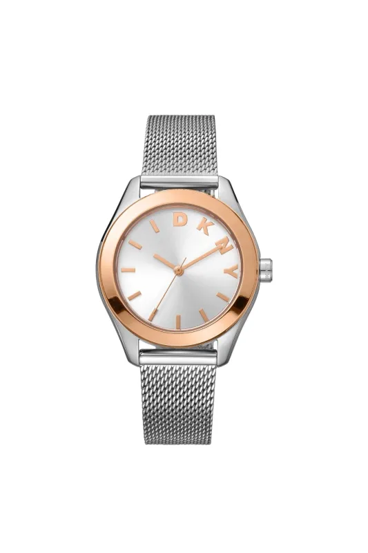 Everyday Rose Gold Case & Silver Dial Watch With Stainless Steel Mesh Bracelet - Silver sold by Edgars 