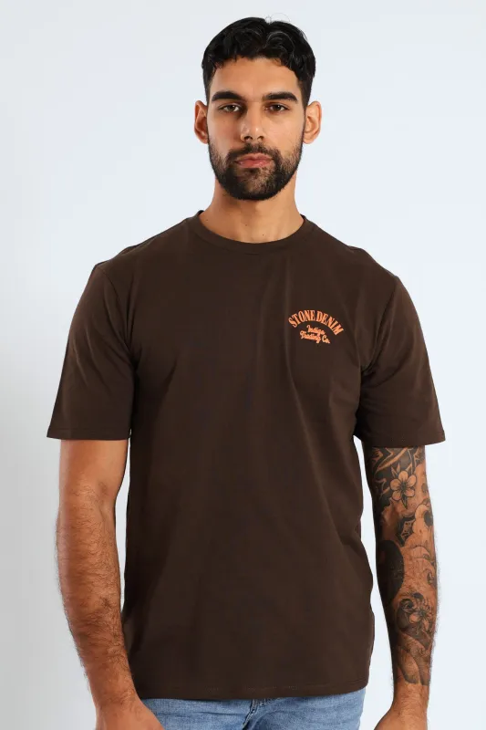 Stone Denim Indigo Trading Chest T-Shirt - Chocolate sold by Edgars