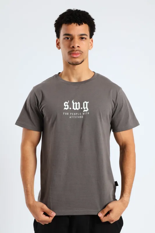 Basic Print T-Shirt - Charcoal sold by Edgars