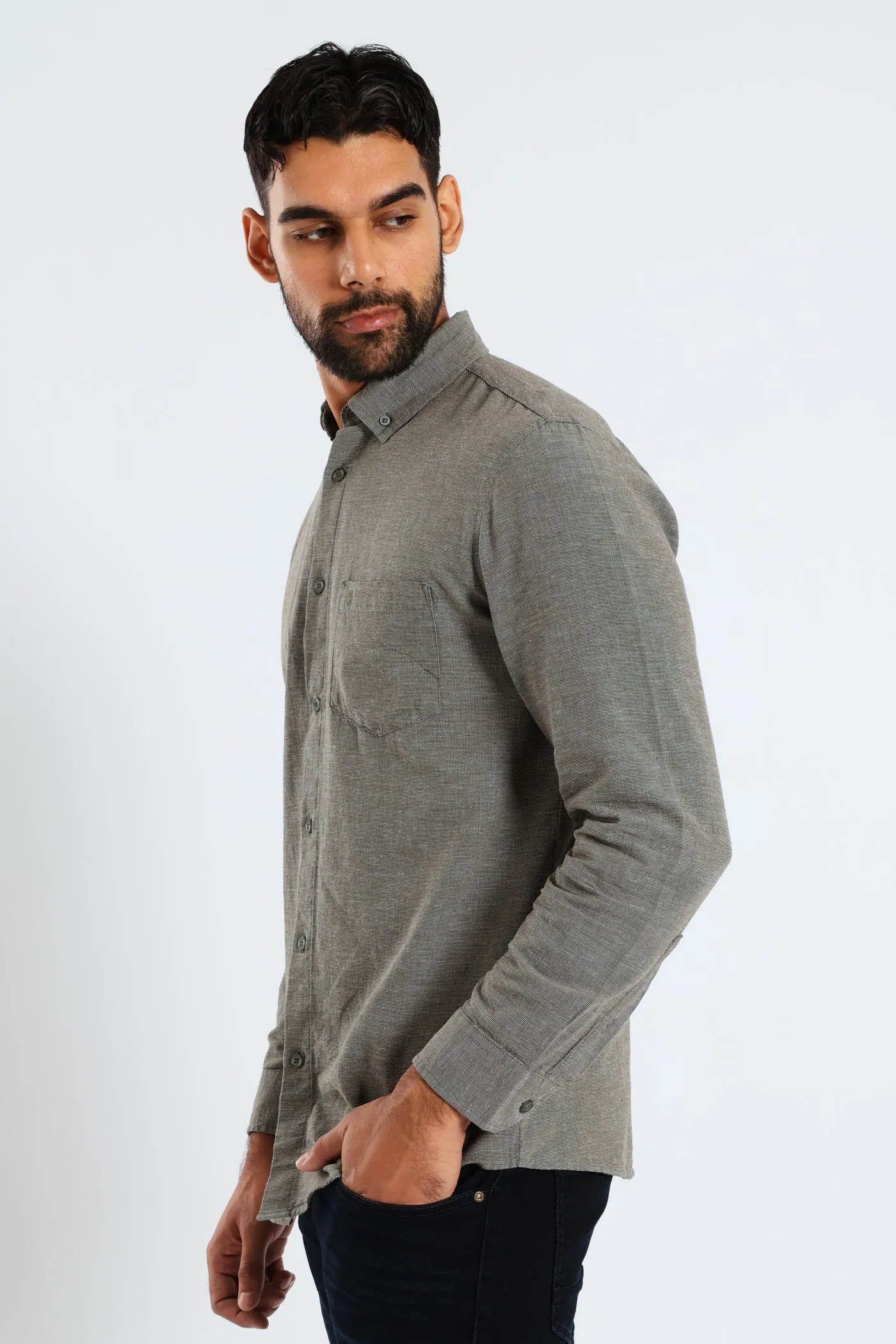 Long Sleeve Textured Woven Shirt - Fatigue sold by Edgars product image thumbnail 2