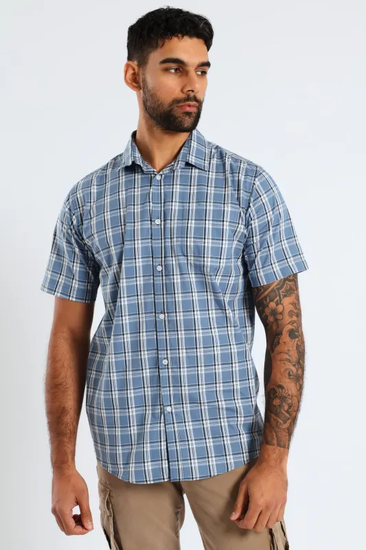 Check Shirt - Steel Blue/Navy sold by Edgars 
